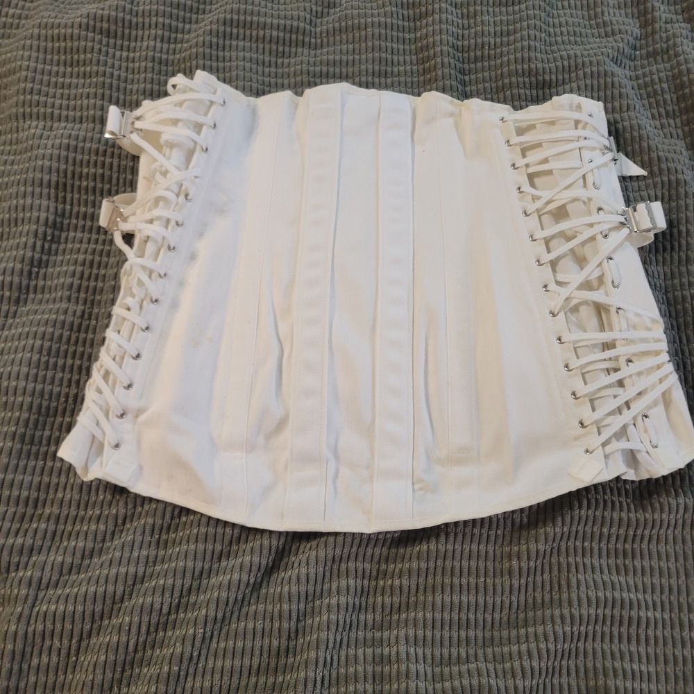 Truform Women Corset Belt 42 White Cotton Canvas Vintage Anatomical Support
